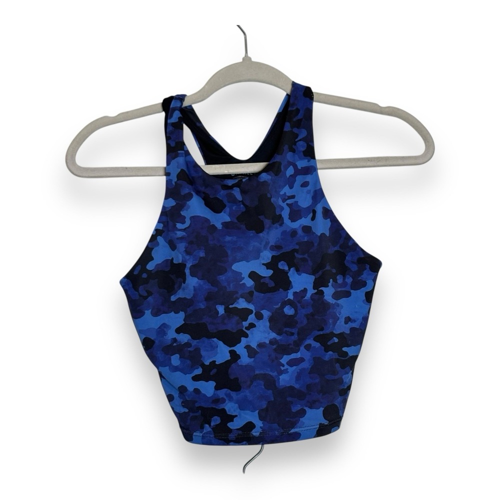 Athleta Maldives Bra Cup Blue‎ Camo Tankini Size S